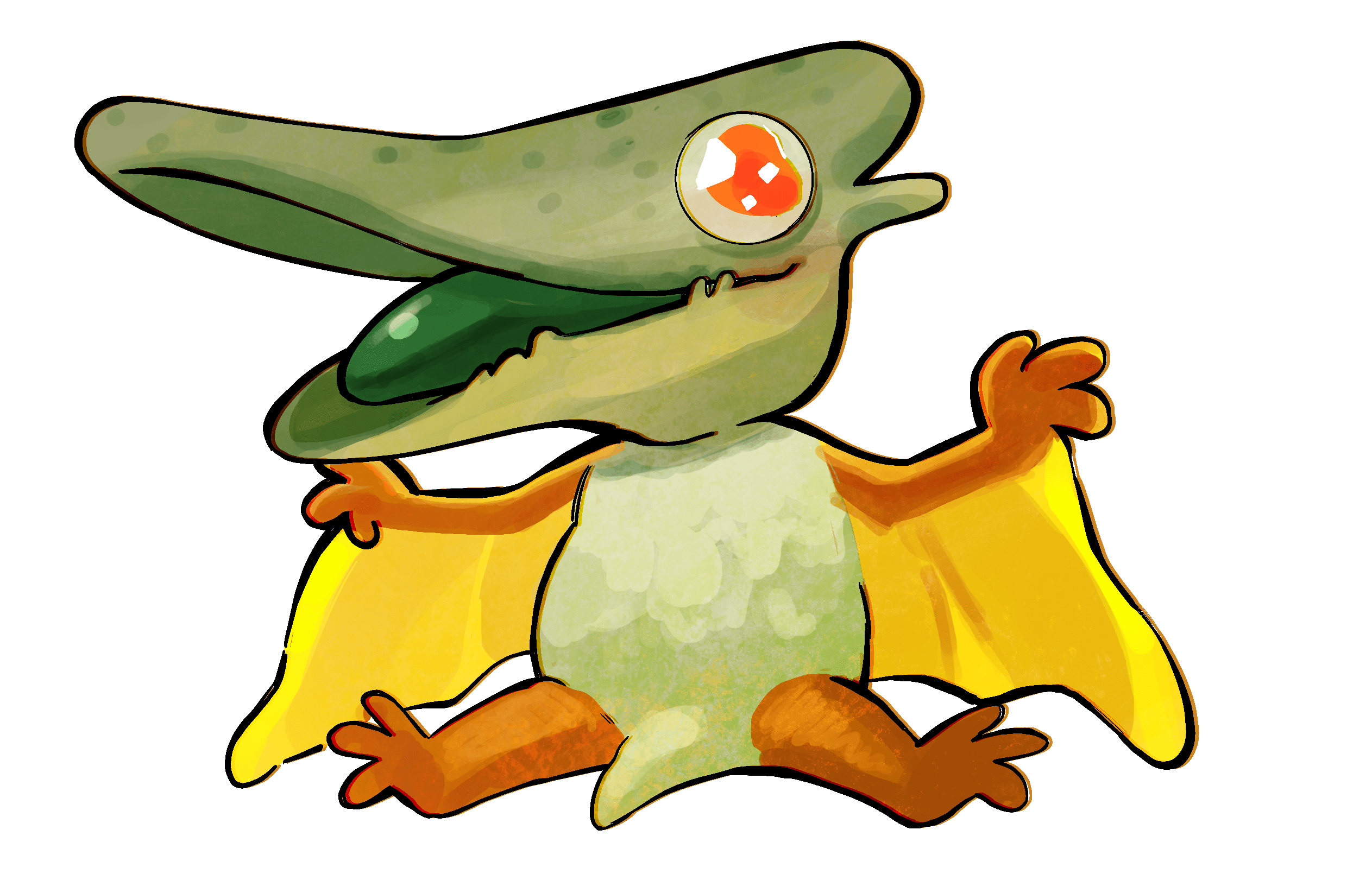 A baby pterodactyl wearing a diaper